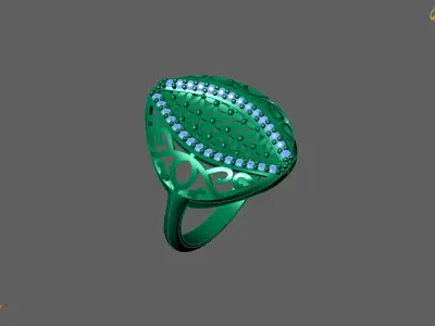 Women Ring With Stone Diamond Ready STL 3DM Models Womens Rings 3D print model 21