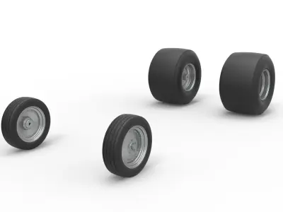 Wheel Set of Vintage Funny Car Scale 1 to 25 3D print model