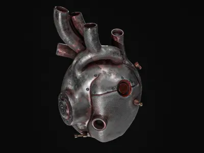 Sci-fi Steel Heart Low-poly 3D model