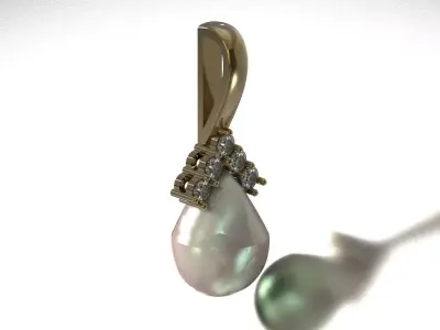 Teardrop Pearl Pendant with Diamond Crown Bail pp0065 3D print model
