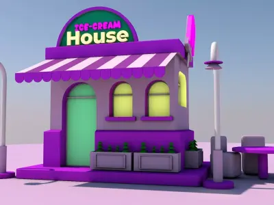Ice Cream Shop Free low-poly 3D model