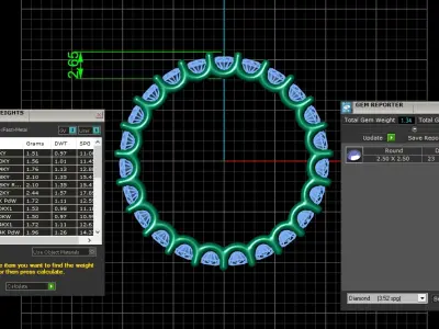 U Shaped Eternity Ring 2 point 5 mm stone size swiss 11 and EU51 3D print model