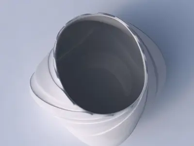 Bowl twisted elipse with smooth vertical ribbons 3D print model