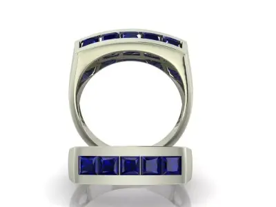 BLUE SAPPHIRE MENS RING 3D print model