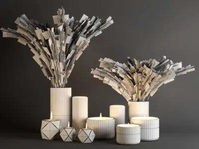 set745 candles in vases Low-poly 3D model