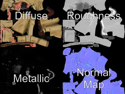 Uniformed Officer D Character Model Rigged and Animated Low-poly 3D model