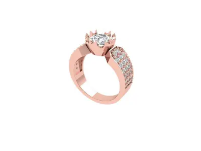 Solitaire Art Deco ring 3D print model