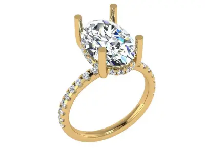 Oval diamond solitare with under halo 3D print model