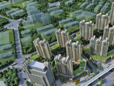 Light-Luxury Residential High-Rise Community 3D model