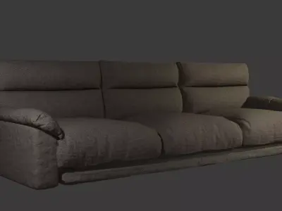 lo-poly modern sofa with high-poly version file Low-poly 3D model
