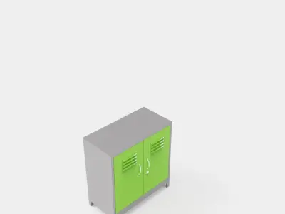 METAL CABINET-DOUBLE SHORT-GRAY AND GREEN Low-poly 3D model