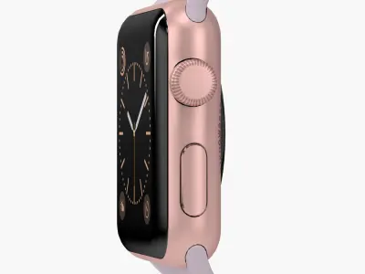 Apple Watch Rose Gold Aluminum Case Lavender Sport Band Low-poly 3D model