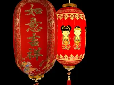 Chinese red lantern 3D model 59