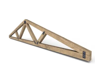 Wooden Roof Truss 03 Low-poly 3D model
