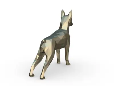 Pinscher low poly doberman 3D print model