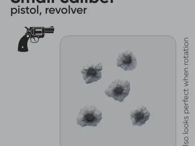 15 Bullet Hole Decals Pack on Concrete Wall 6 Texture