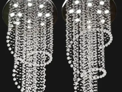 Helix Polished Chrome Clear Crystal 12 Light Halogen Chandelier 3D model