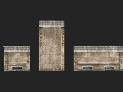 Museum Wall kit Low-poly 3D model