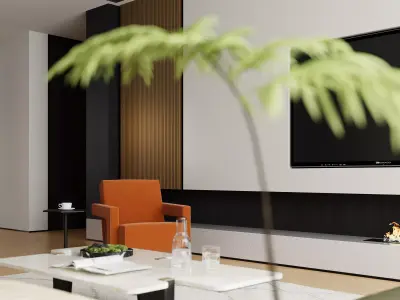 Modern living room dining room interior scenes 296 3D model