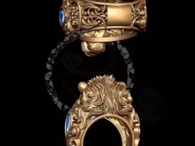 Royal Lion Ring 3D print model