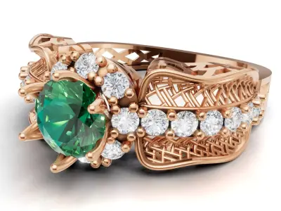 Woven Filigree Ring Wide Cluster Shank  STL CAD for Printing 3D print model