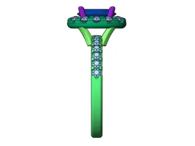 Oval halo engagement ring 3D print model