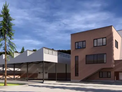 Factory and administration Building  Low-poly 3D model