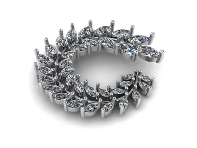 earring necklace with diamonds in shape of spiral 3D print model