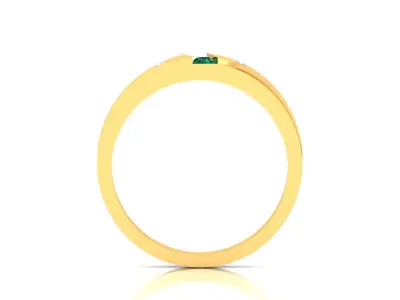 Band 3dm Render Details gold ring with emerald stone and diam... 3D print model
