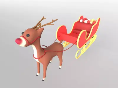 Santas Sleigh v1 001 Low-poly 3D model