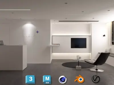 Hospital Reception Corridor Lobby Design - Dental Clinic Low-poly 3D model