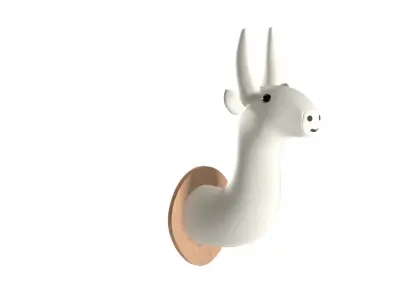 Faux Taxidermy White Animal Head Trophy Wall Mounted Low Poly Low-poly 3D model