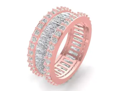 Luxury Baguette and Round Diamond Eternity Ring for Women 3025 3D print model