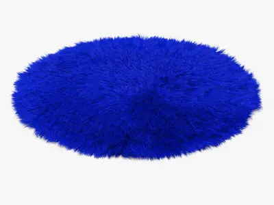 Blue round rug 3D model