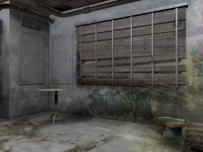 The old  Horror Room 4 Low-poly 3D model