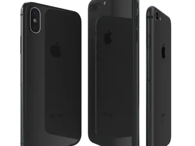 Apple iPhone 8 And iPhone 8 Plus And iPhone X Space Gray 3D model