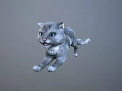 Animated cat Low-poly 3D model