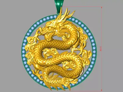 Chinese dragon pendant 3D 3D print model