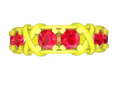 Luxury Interwoven Gemstone Band Ring for Women 4855 3D print model