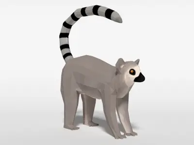 Low Poly Cartoon Ring Tailed Lemur Low-poly 3D model