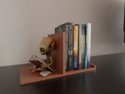 alien reading book book stand 3D print model