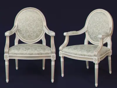 Chair ornately upholstered 3D model