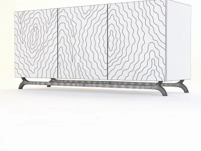 FAUX BOIS THREE DOOR CONSOLE 3D model