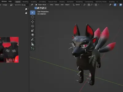 Four Tailed Fox - Game Ready 3D model - UE4 Low-poly 3D model Low-poly 3D model