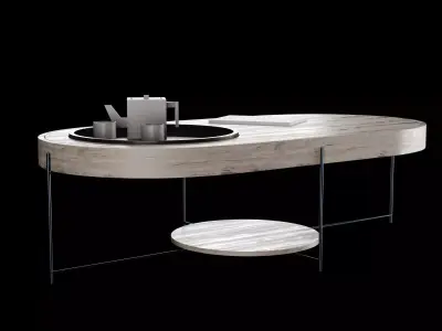 Modern coffe table with decor elements 3D model