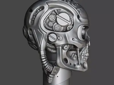 Cyborg Style Car Snorkel with LED Eye and Moving Parts 3D print model