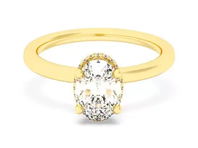 OVAL Cut Hidden Halo Engagement Ring 3D print model