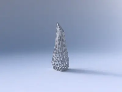 Vase puffy tipped triangle with diagonal grid lattice 3D print model purchase