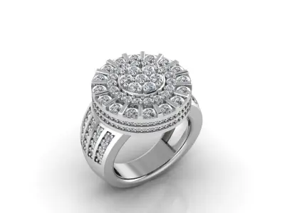 ROUND SHAPE ROUND DIAMOND RING STL 3DM 3D print model