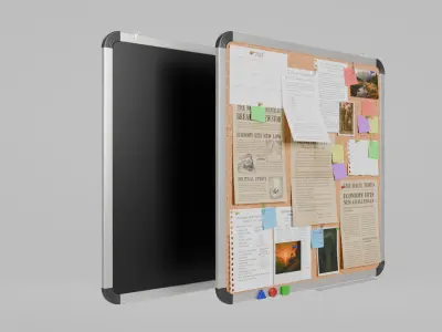 Customizable Metal Wall Cork Board - Square Pin Notice Board Low-poly 3D model